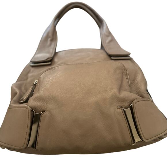 KOOBA Genuine Leather Hobo French Gray Beige Shoulder Hobo It Bag Luxury - Picture 1 of 13